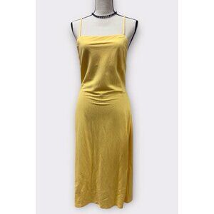 H&M Womens Sz M Dress Butter Yellow Cross Back Straps Minimalist Summer Coquette